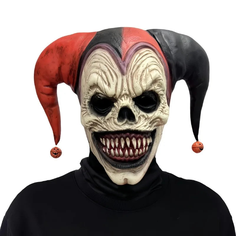 Masque de Clown en Latex avec Cornes - Crâne Effrayant pour Halloween et Cosplay