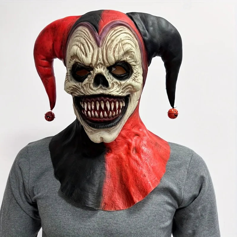 Masque de Clown en Latex avec Cornes - Crâne Effrayant pour Halloween et Cosplay