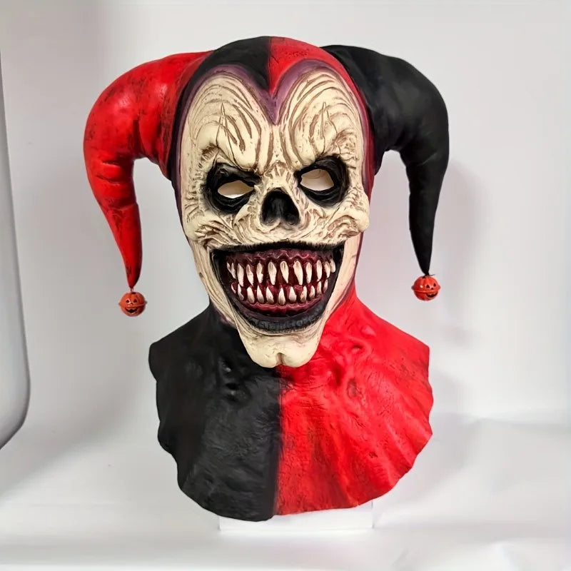 Masque de Clown en Latex avec Cornes - Crâne Effrayant pour Halloween et Cosplay