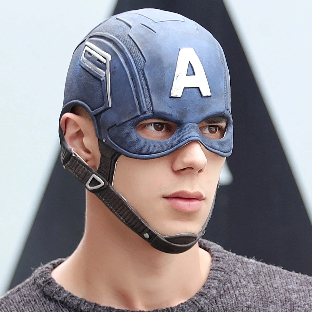 Masque de Cosplay Captain America en Latex pour Halloween – Casque Unisexe Détails Réalistes