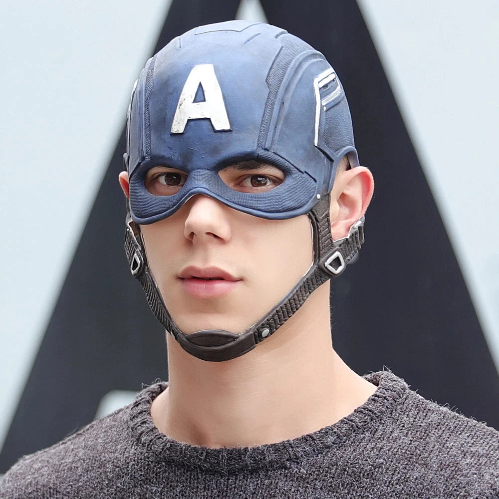 Masque de Cosplay Captain America en Latex pour Halloween – Casque Unisexe Détails Réalistes