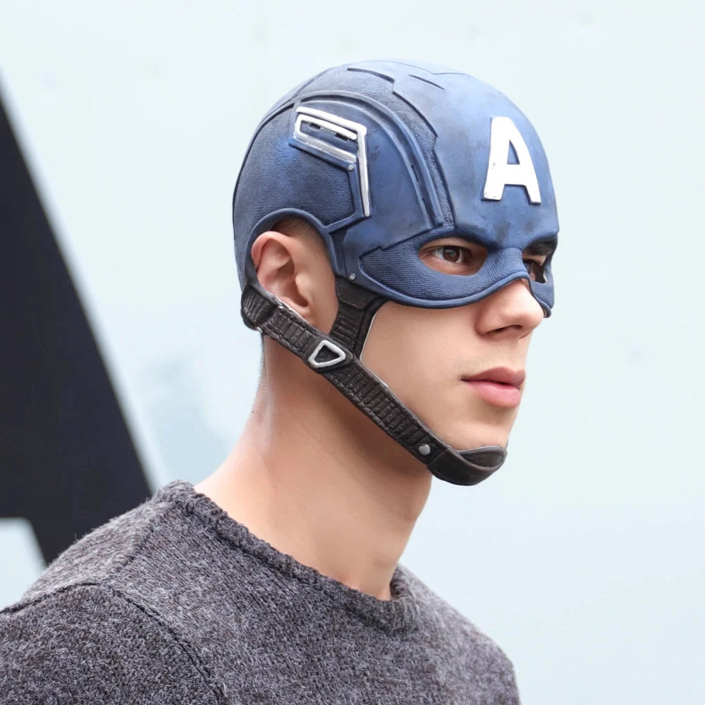 Masque de Cosplay Captain America en Latex pour Halloween – Casque Unisexe Détails Réalistes