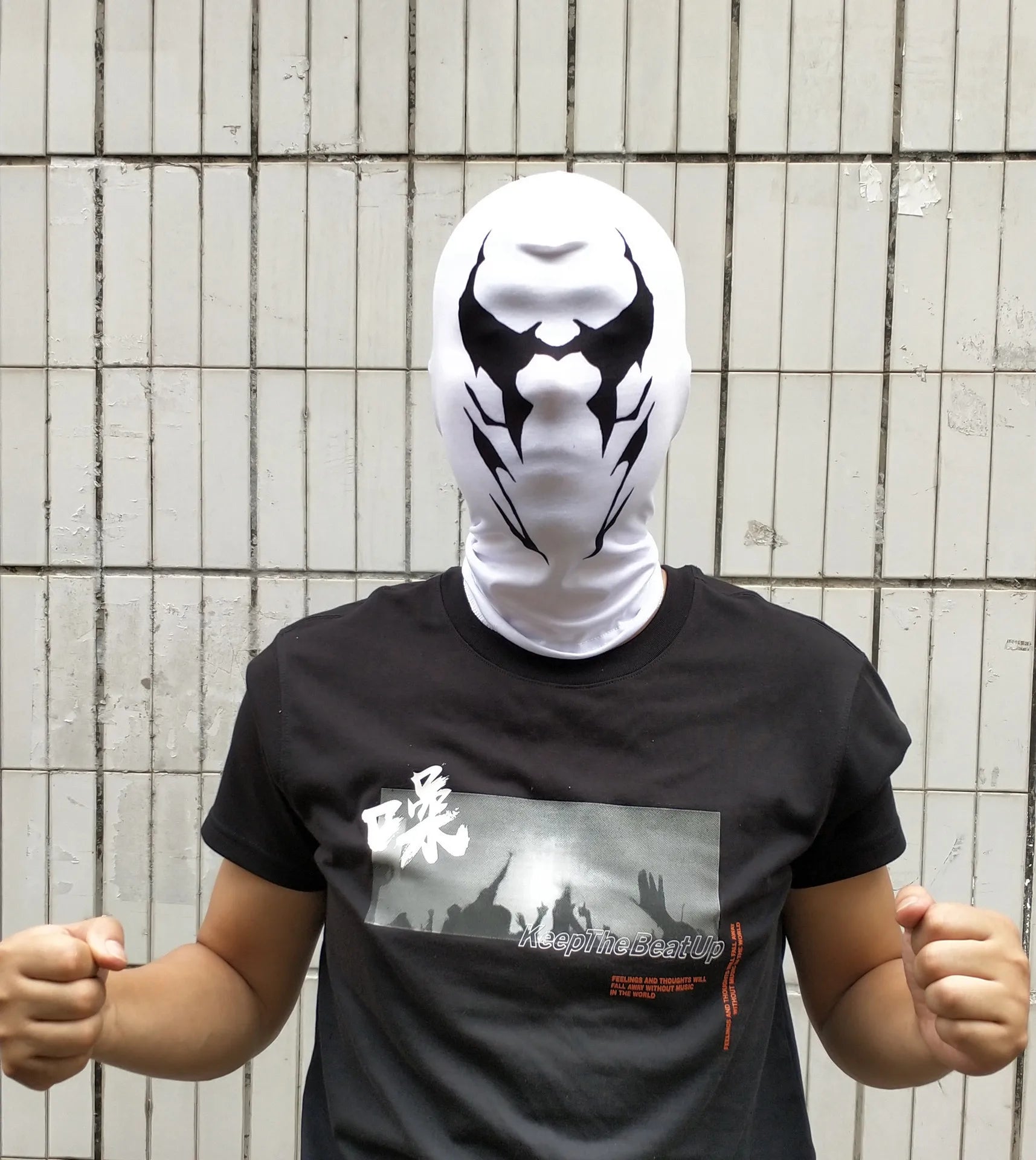Masque de Cosplay Rorschach en Polyester pour Halloween – Masque Complet avec Imprimé Symétrique