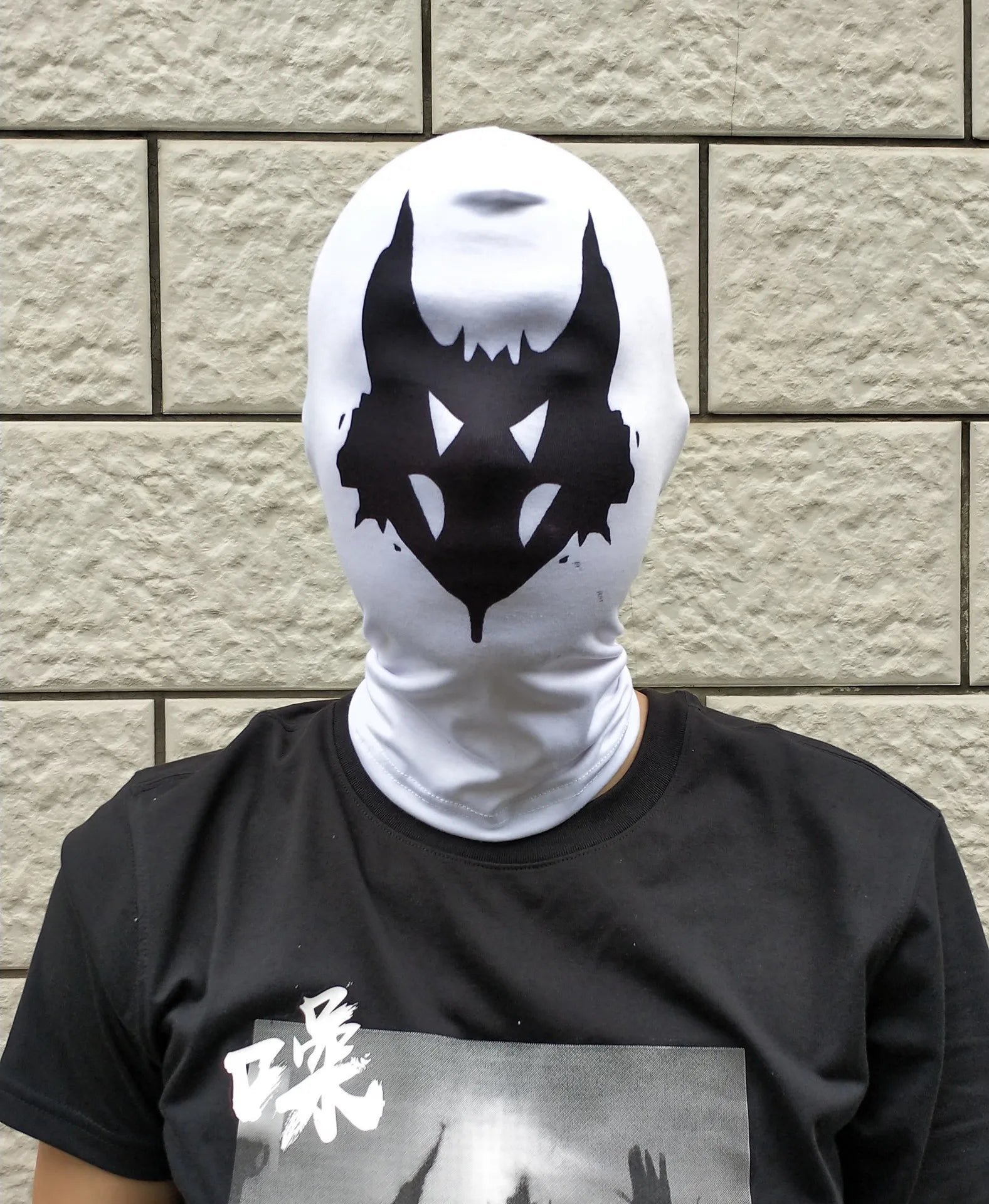 Masque de Cosplay Rorschach en Polyester pour Halloween – Masque Complet avec Imprimé Symétrique