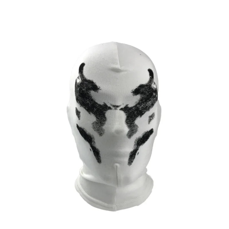 Masque de Cosplay Rorschach en Polyester pour Halloween – Masque Complet avec Imprimé Symétrique