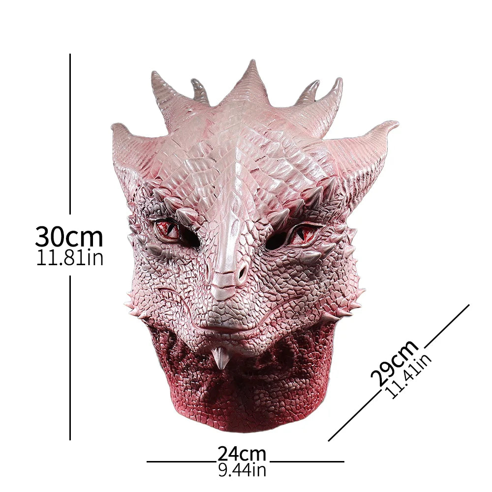 Masque de Dragon en Latex pour Cosplay – Casque Halloween 2025 Réaliste avec Écailles Texturées