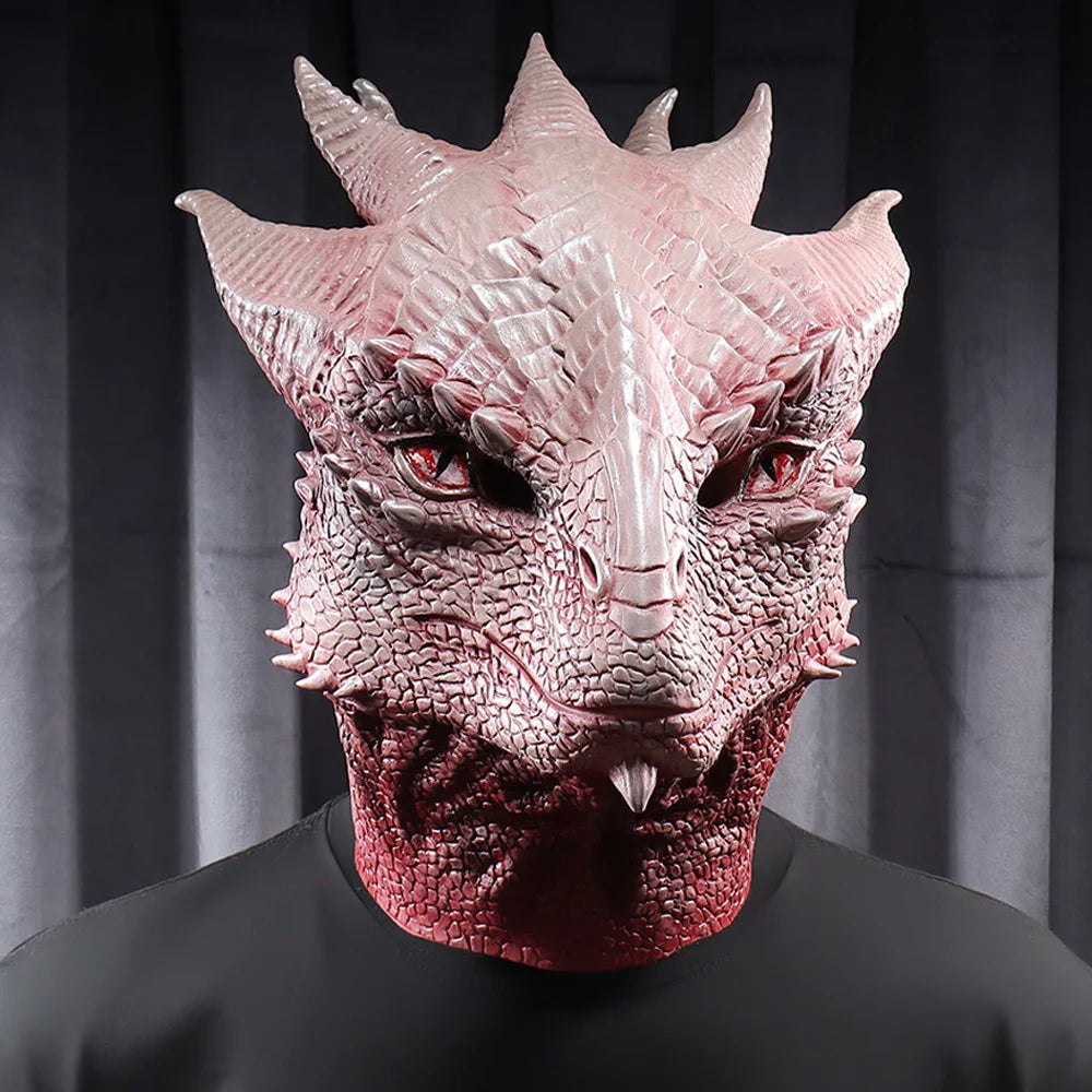 Masque de Dragon en Latex pour Cosplay – Casque Halloween 2025 Réaliste avec Écailles Texturées