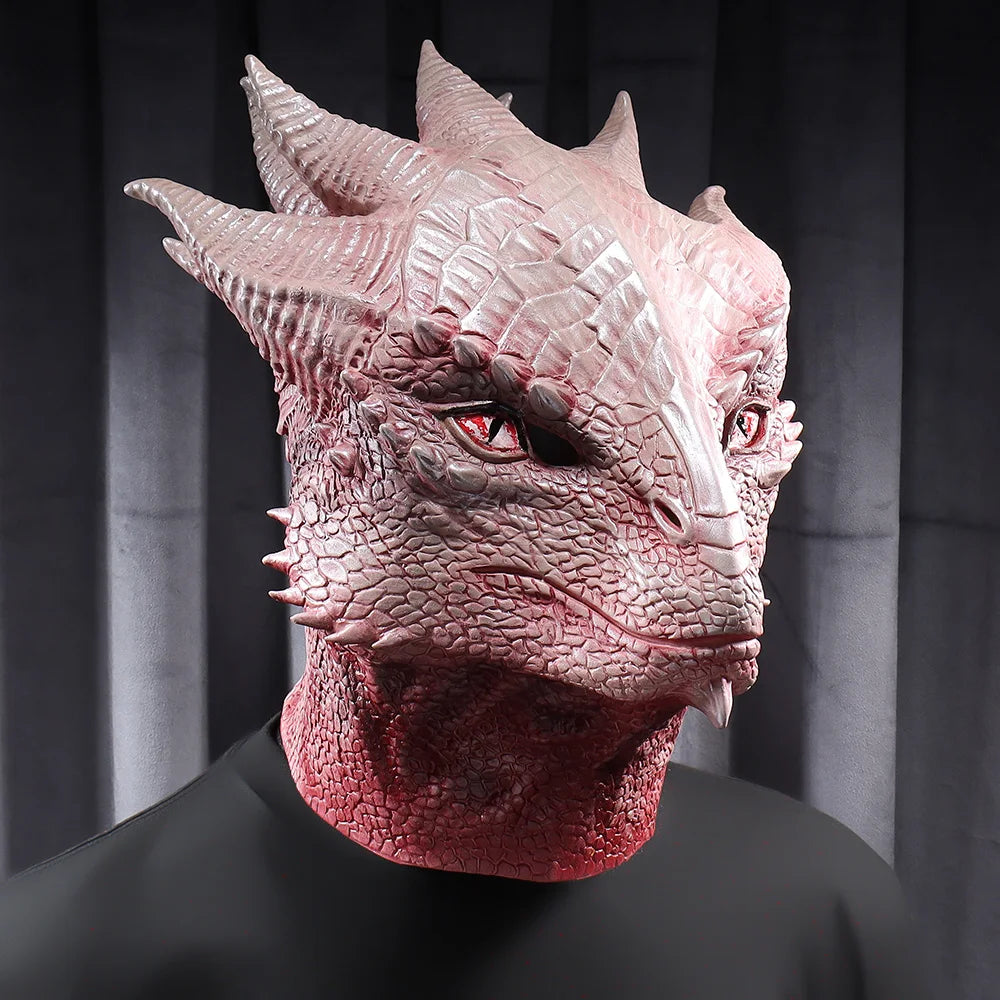 Masque de Dragon en Latex pour Cosplay – Casque Halloween 2025 Réaliste avec Écailles Texturées