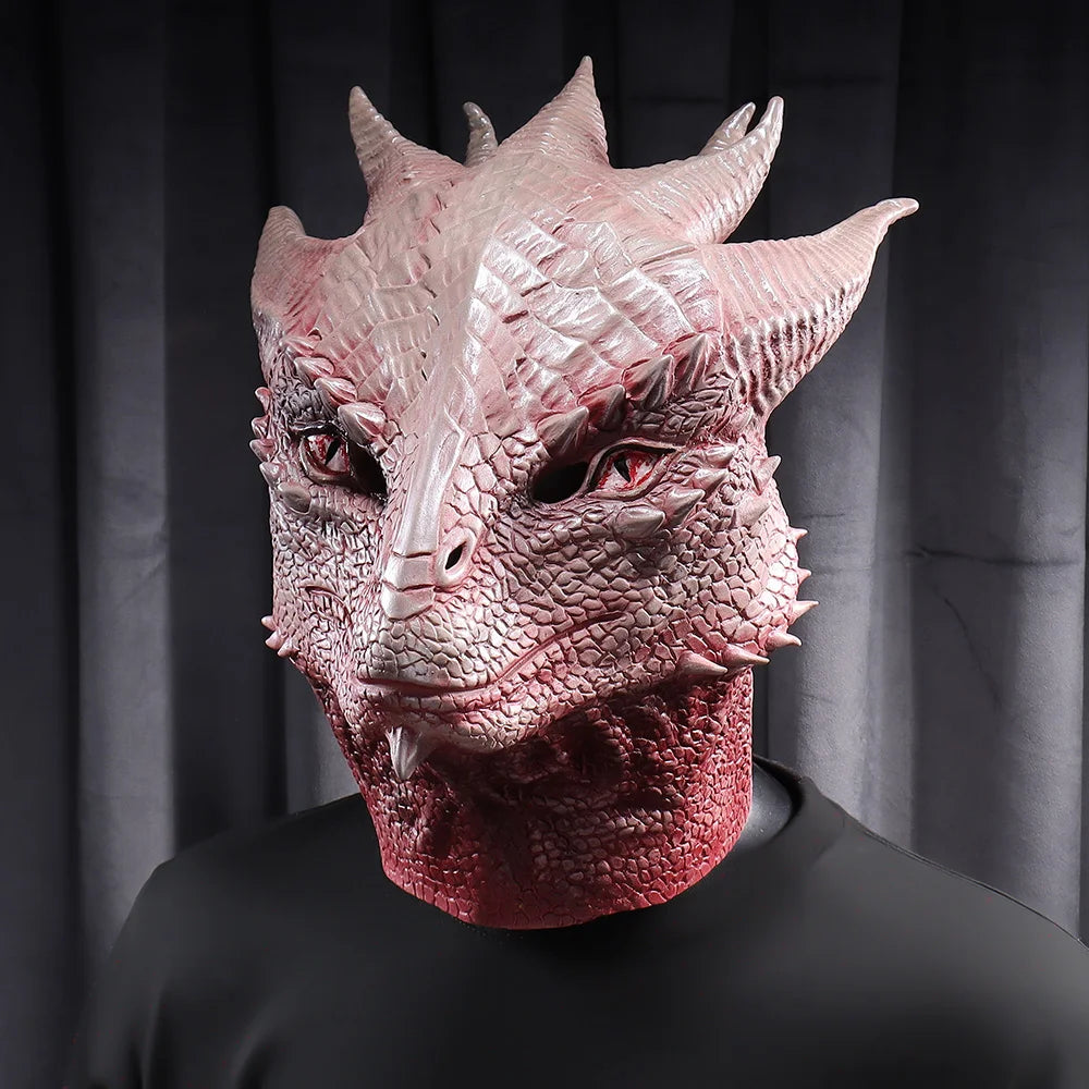 Masque de Dragon en Latex pour Cosplay – Casque Halloween 2025 Réaliste avec Écailles Texturées