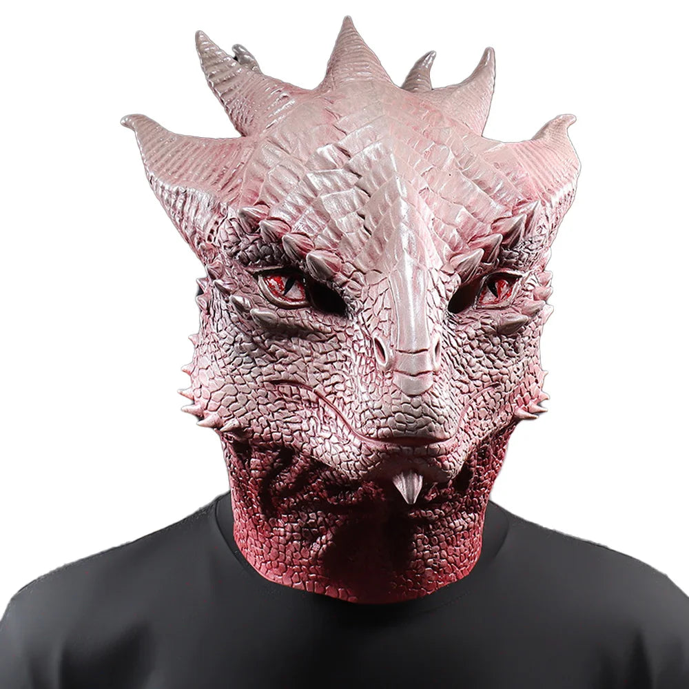 Masque de Dragon en Latex pour Cosplay – Casque Halloween 2025 Réaliste avec Écailles Texturées