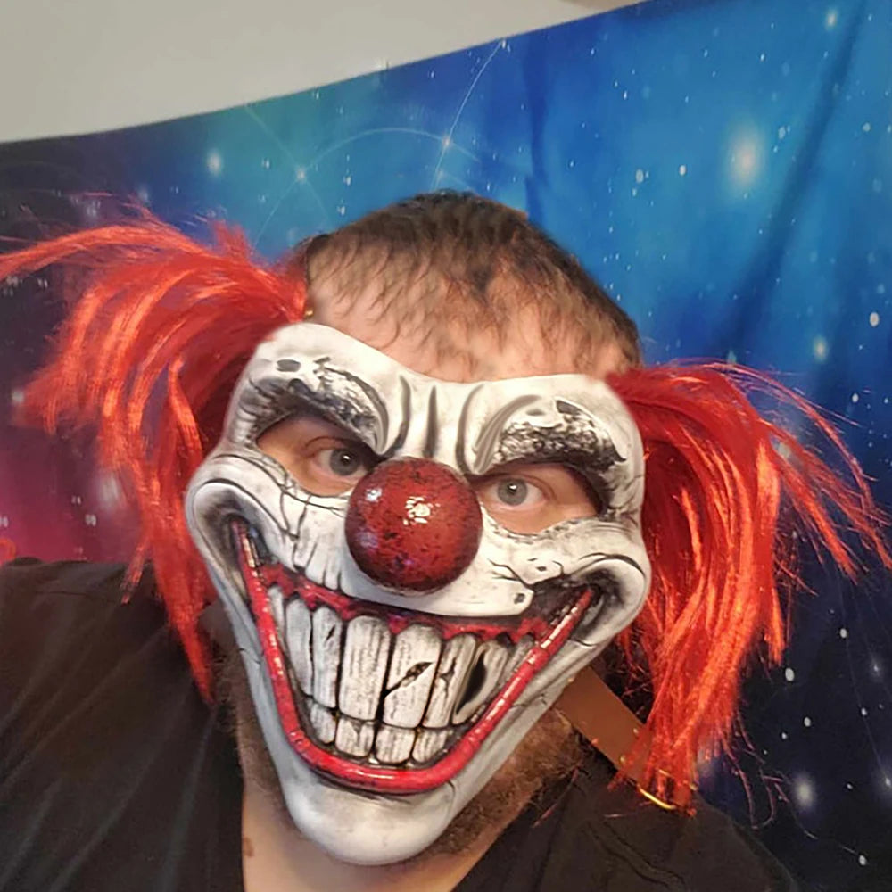 Masque de Joker en Latex à Demi-Face pour Halloween et Fêtes Thématiques