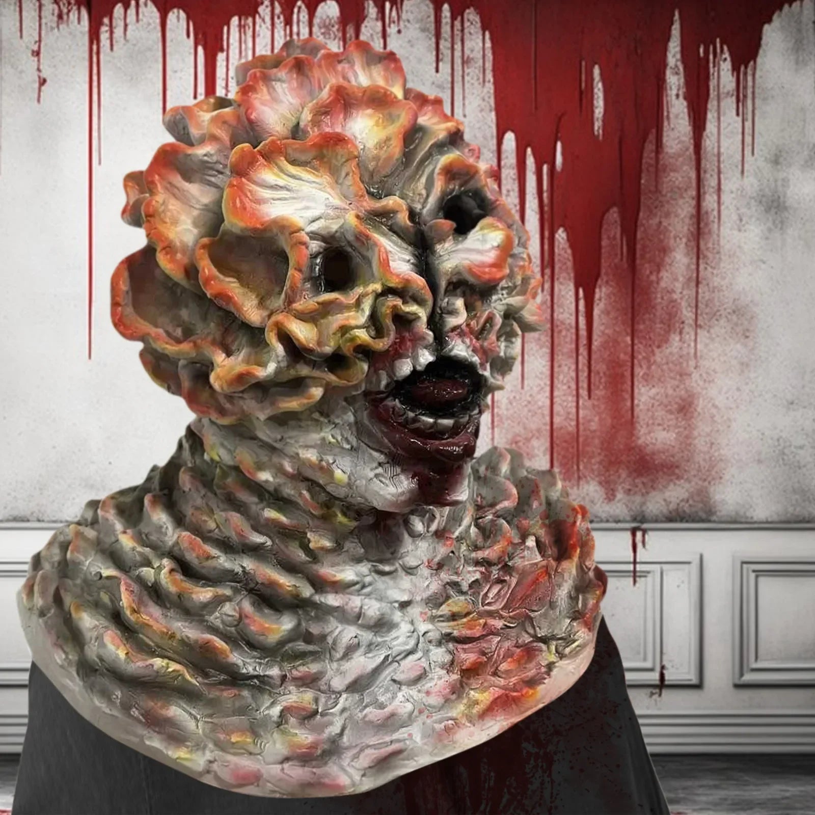 Masque de Monstre en Latex pour Cosplay – Effet Horrifique Complet pour Halloween, Couverture Tête et Cou, Détails Réalistes