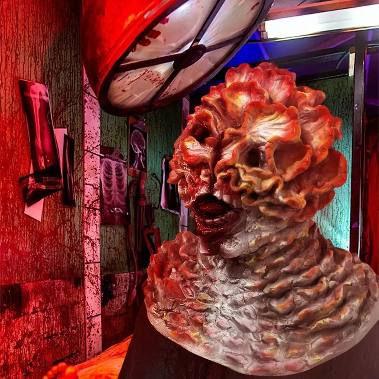 Masque de Monstre en Latex pour Cosplay – Effet Horrifique Complet pour Halloween, Couverture Tête et Cou, Détails Réalistes