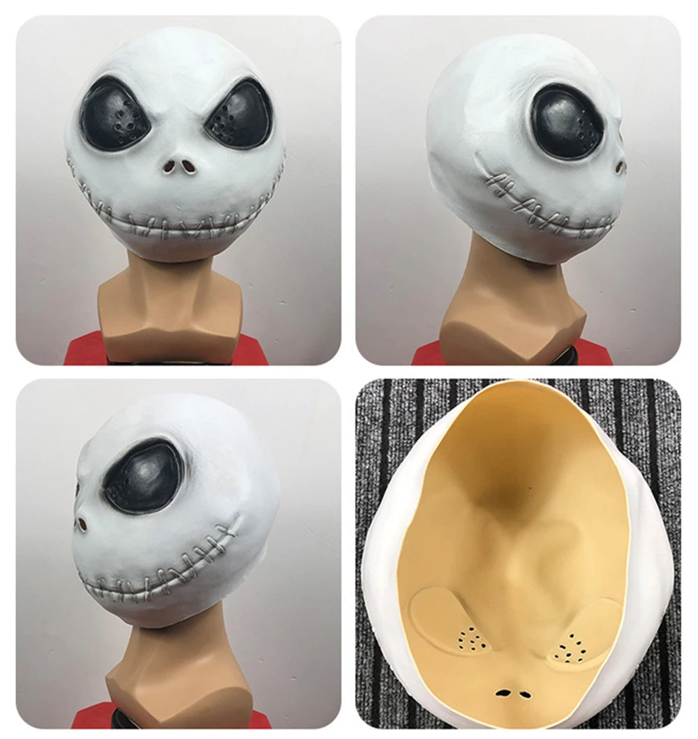 Masque en Latex Jack Skellington pour Cosplay et Halloween – Masque Plein Tête Unisexe