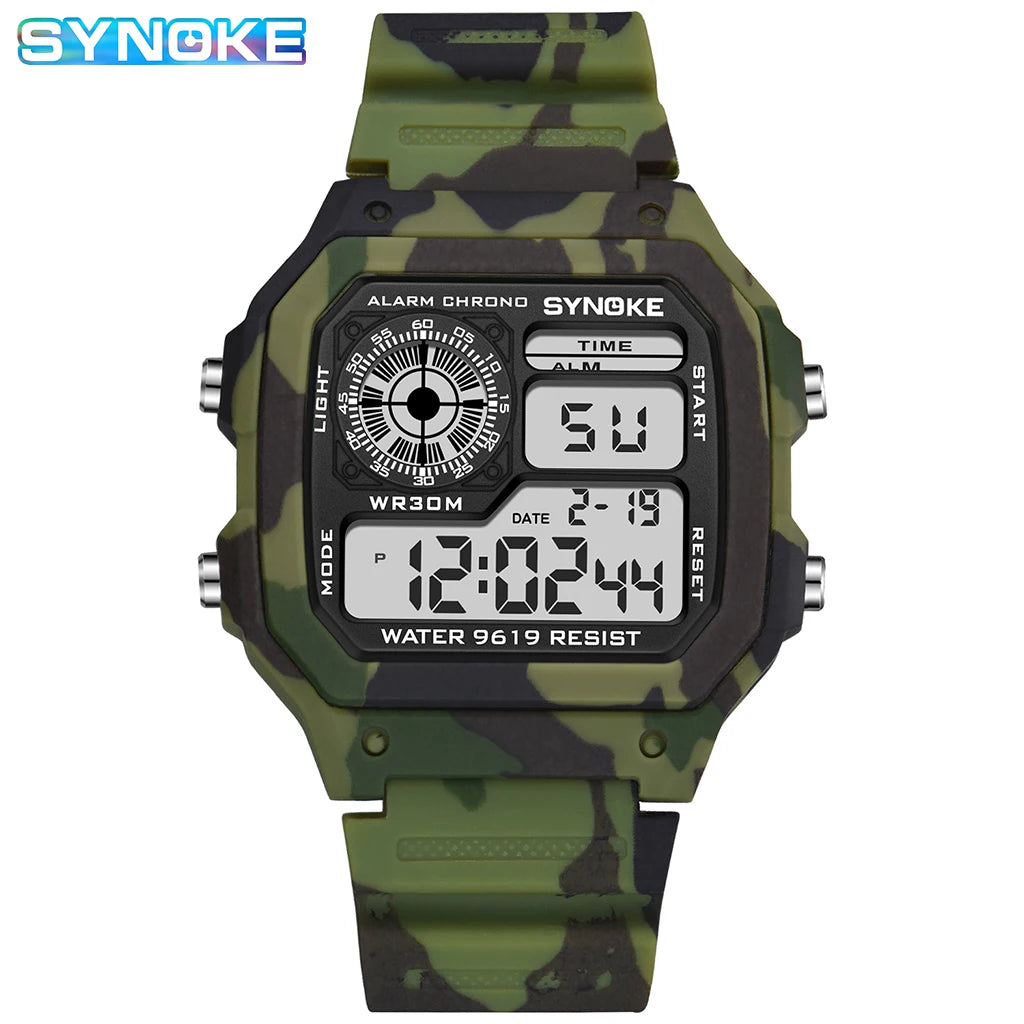 Men's Outdoor Military Digital Watch with Nylon Strap – Waterproof Multifunctional Sports Timepiece