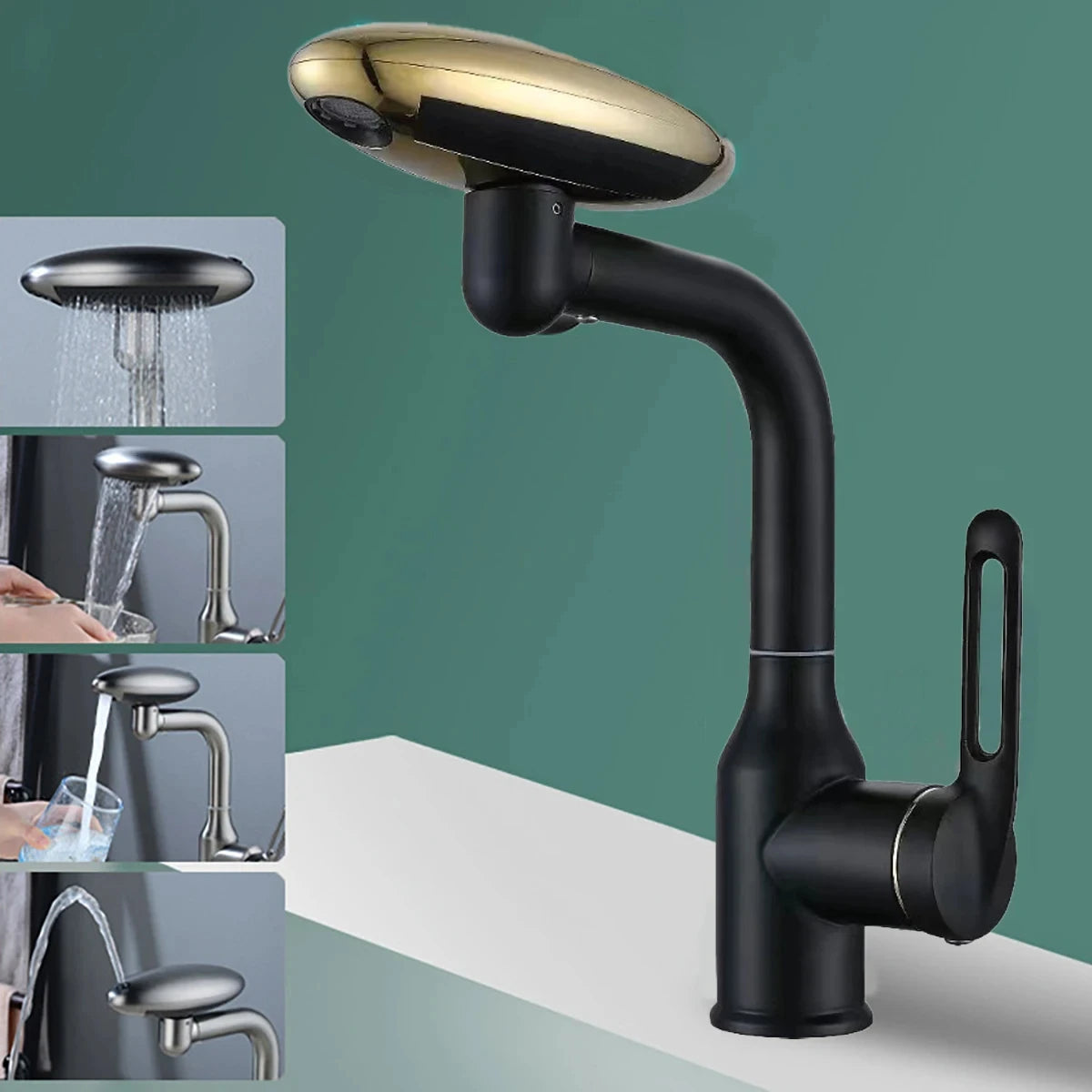 Mira Waterfall Faucet | 4 Water Outlet Modes, 360° Rotation
