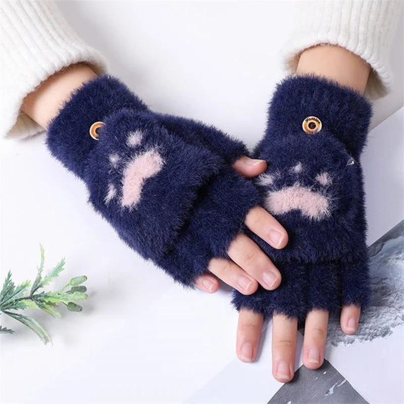 Mitaines Douces sans Doigts en Minky avec Rabat – Accessoire Hiver Pratique et Chic pour Femmes, Tactile et Confortable 10