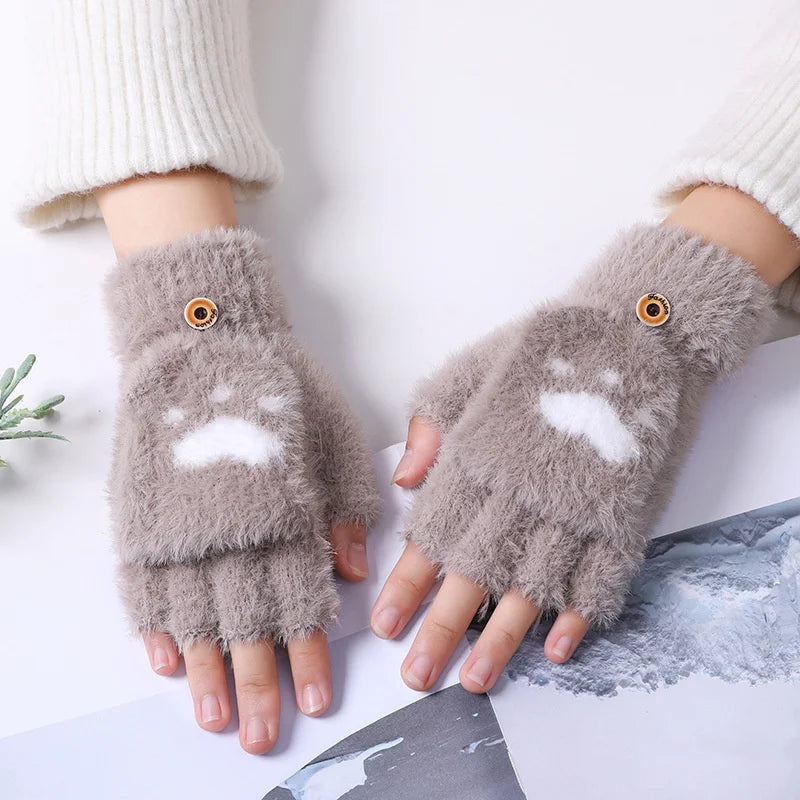 Mitaines Douces sans Doigts en Minky avec Rabat – Accessoire Hiver Pratique et Chic pour Femmes, Tactile et Confortable 12