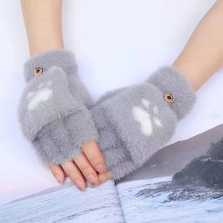 Mitaines Douces sans Doigts en Minky avec Rabat – Accessoire Hiver Pratique et Chic pour Femmes, Tactile et Confortable 2