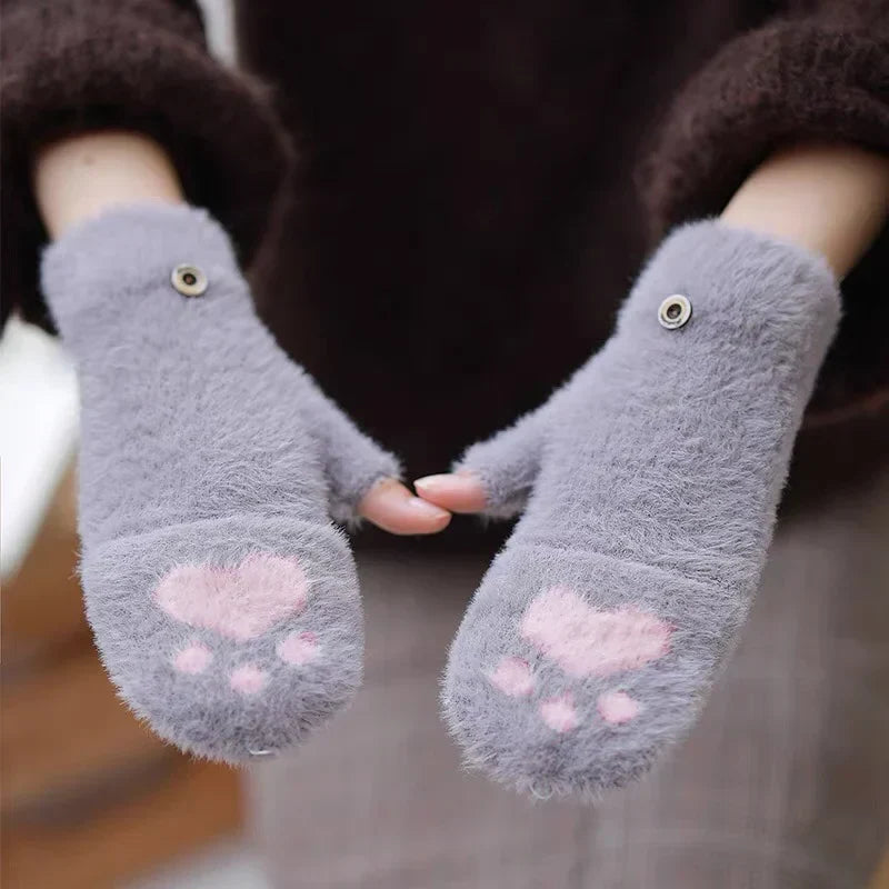 Mitaines Douces sans Doigts en Minky avec Rabat – Accessoire Hiver Pratique et Chic pour Femmes, Tactile et Confortable 3