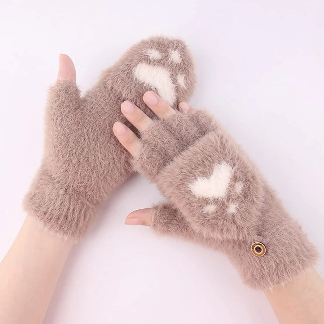Mitaines Douces sans Doigts en Minky avec Rabat – Accessoire Hiver Pratique et Chic pour Femmes, Tactile et Confortable 5