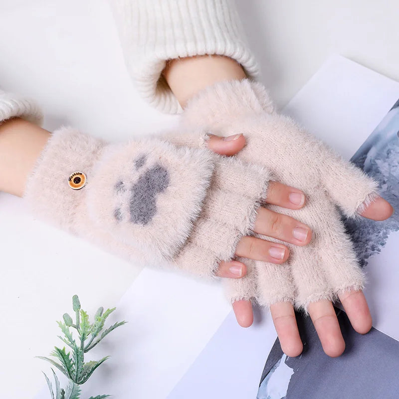 Mitaines Douces sans Doigts en Minky avec Rabat – Accessoire Hiver Pratique et Chic pour Femmes, Tactile et Confortable 9