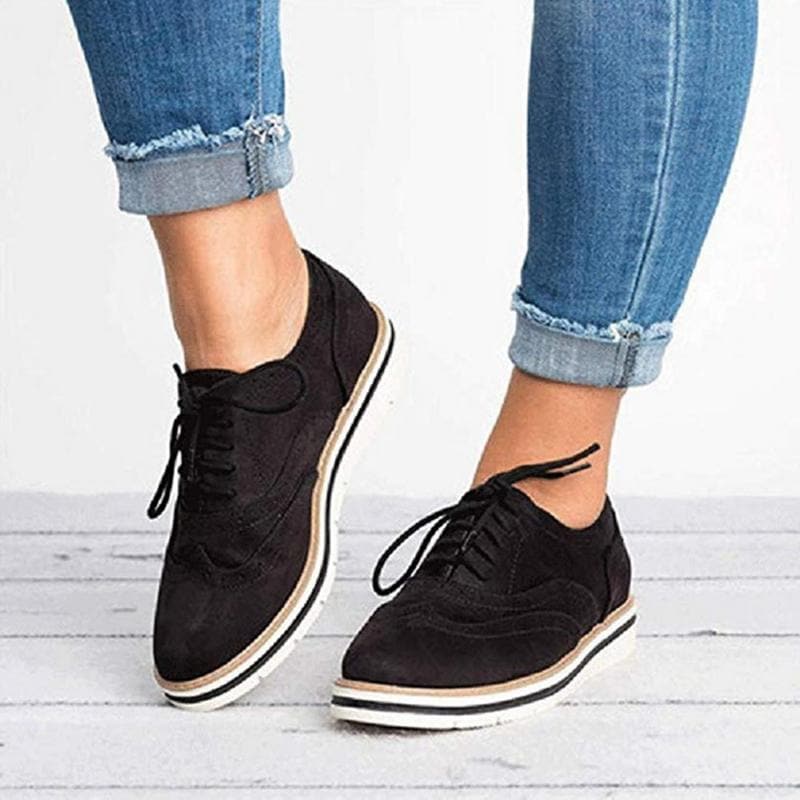 Lightweight Women's Lace Loafers – Durable Black Shoes for Work and Casual Outings