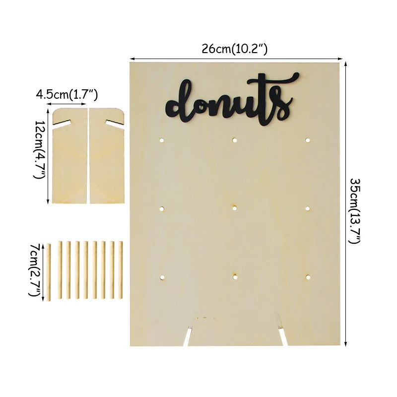Mur à Donuts en Bois Rustique pour Mariage et Fête – Support Décoratif Écologique et Pratique pour Événements