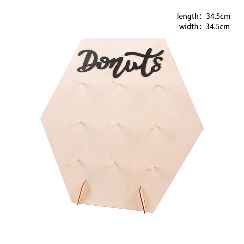 Mur à Donuts en Bois Rustique pour Mariage et Fête – Support Décoratif Écologique et Pratique pour Événements
