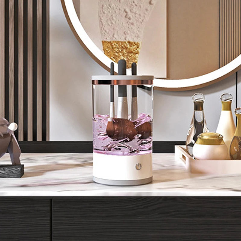 Nettoyeur automatique de pinceaux de maquillage avec stérilisation UV – Appareil électrique portable, 7000 RPM, compact et léger