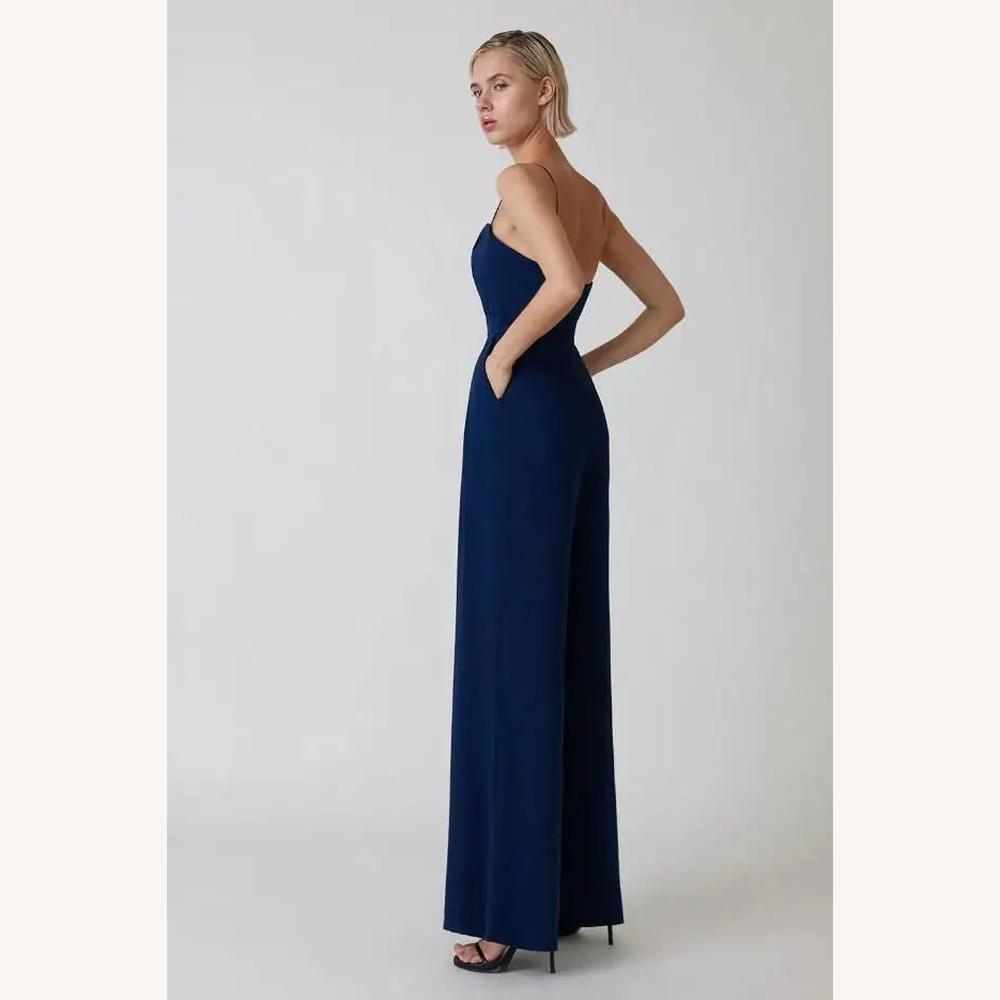 Chic Women's Jumpsuit with V-Neck and Adjustable Straps – Elegant and Flowing for Weddings and Evenings
