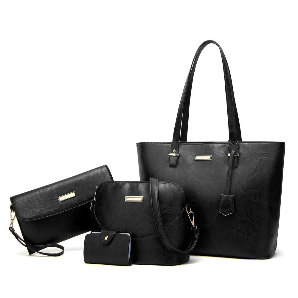 Sac à Main Femme Élégant en Cuir Synthétique, Sac à Épaule Pratique Mère et Enfant – Quatre Pièces, Idéal pour Sorties Quotidiennes