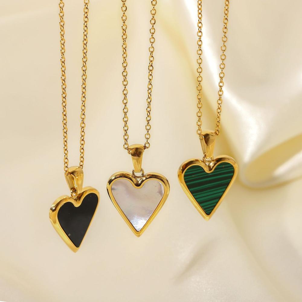 Collier Femme Or 18 Carats Pendentif Coeur Taille Unique Acier Inoxydable
