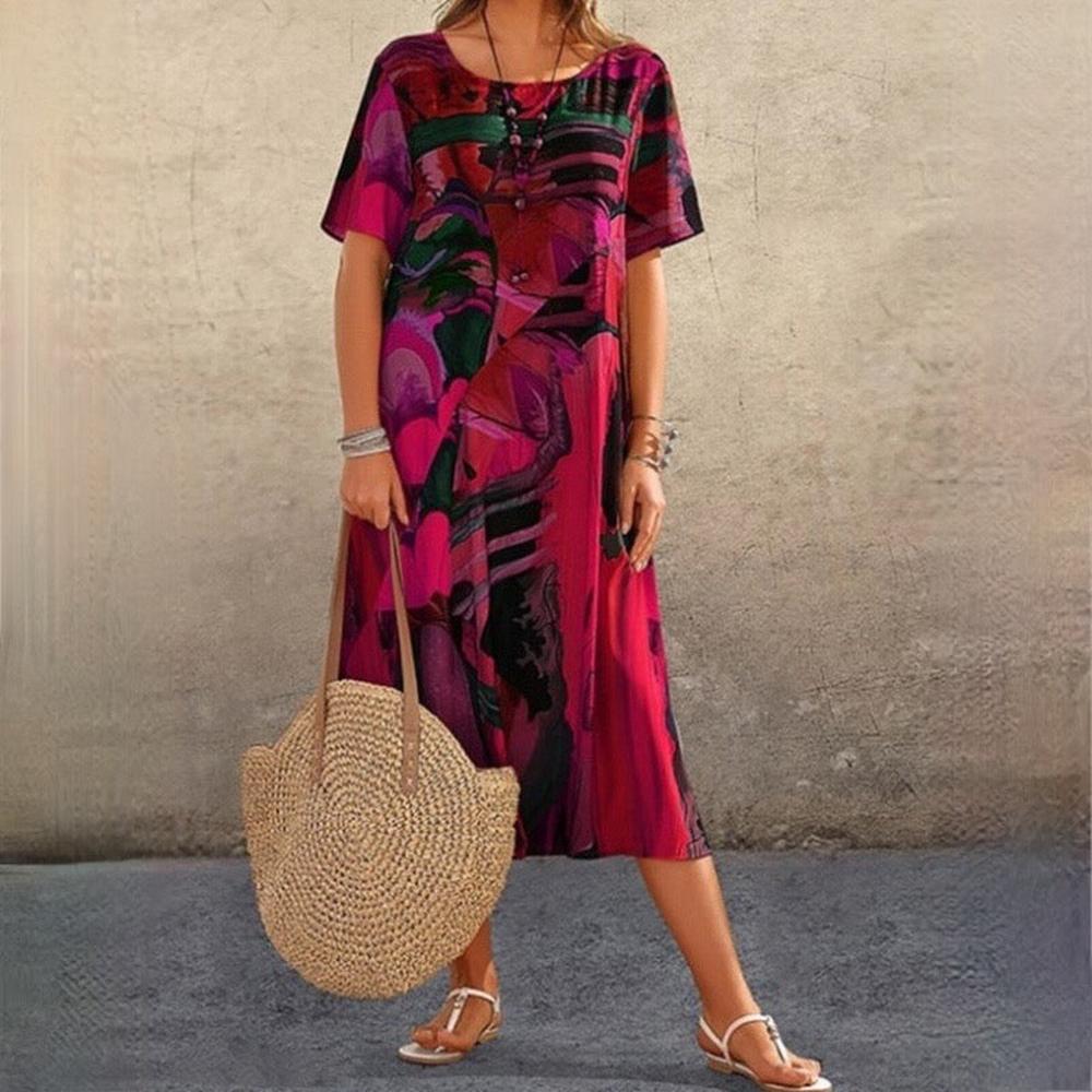 Robe d'Été Longue Femme Chic et Ample en Coton Léger – Idéale pour les Journées Ensoleillées
