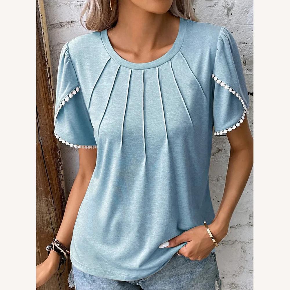 Top Femme Blanc à Manches Bouffantes Plissées en Tissu Doux – Élégant et Confortable