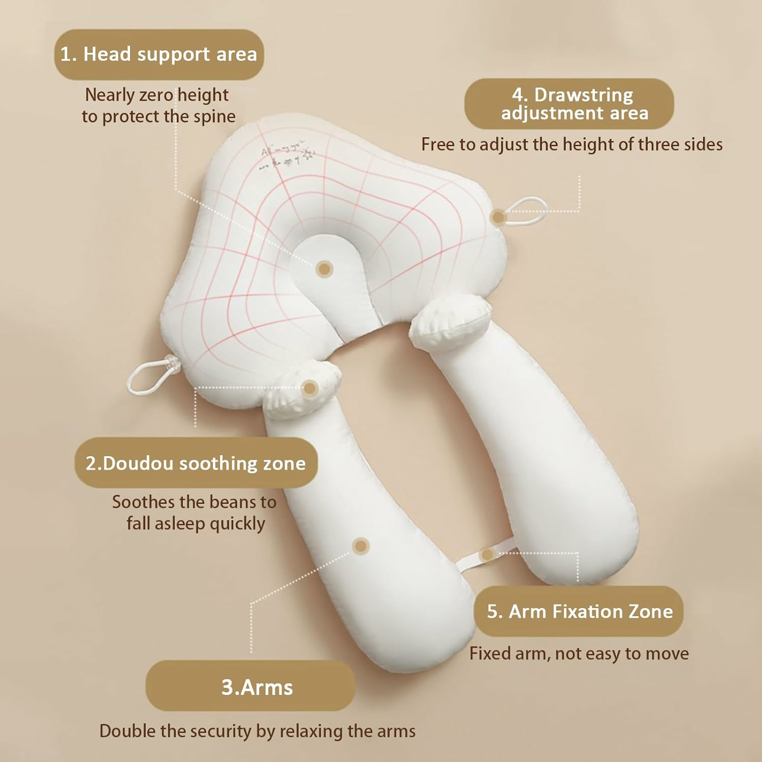 Oreiller U en Coton Bio pour Bébé – Soutien Ajustable et Confort Optimal, Hypoallergénique et Léger