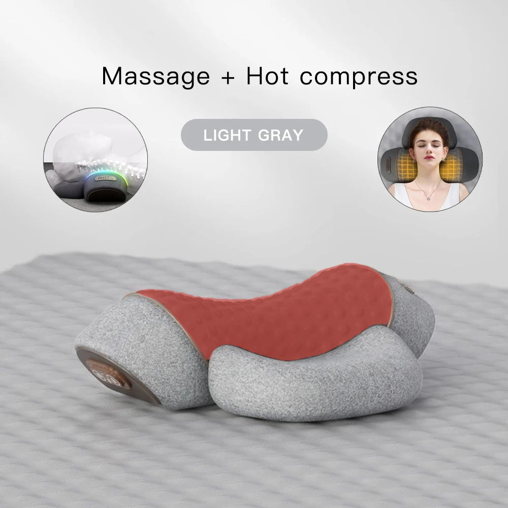 Coussin de massage ergonomique avec chauffage et vibration – Support en mousse à mémoire de forme pour la relaxation et le sommeil