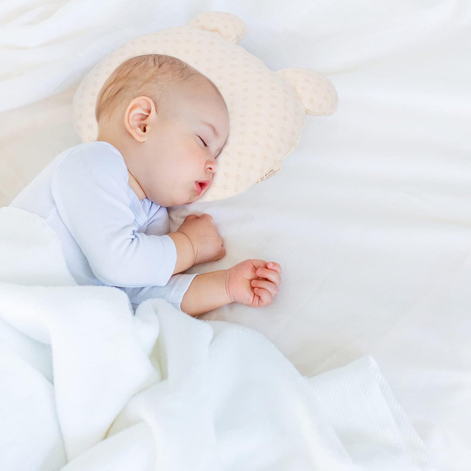 Oreiller en Latex Naturel pour Bébé – Prévention de la Plagiocéphalie, Soutien Optimal et Hypoallergénique, Lavable en Machine