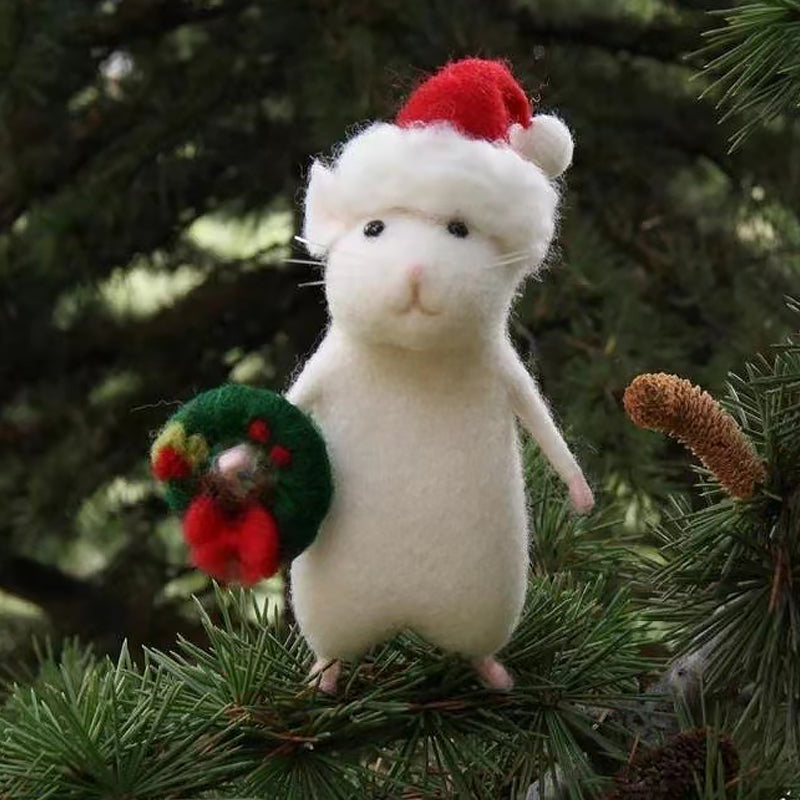 Ornement en Feutre de Souris Citrouille Fait Main – Décor Unique pour Halloween et Noël, 7,5 cm, Artisanat de Qualité