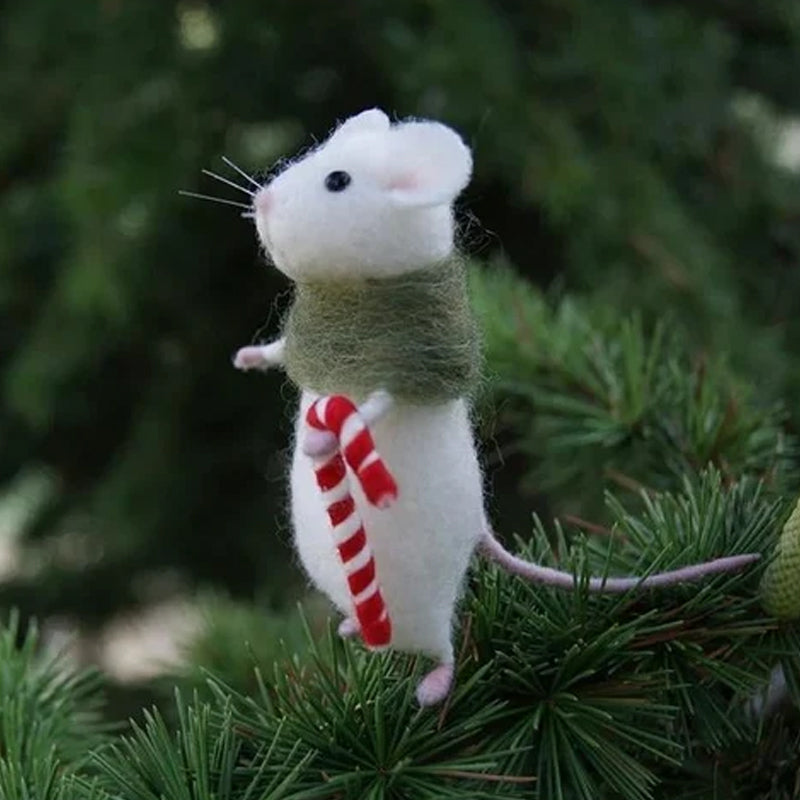 Ornement en Feutre de Souris Citrouille Fait Main – Décor Unique pour Halloween et Noël, 7,5 cm, Artisanat de Qualité