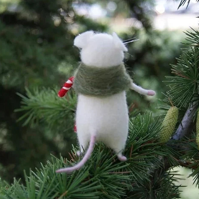 Ornement en Feutre de Souris Citrouille Fait Main – Décor Unique pour Halloween et Noël, 7,5 cm, Artisanat de Qualité