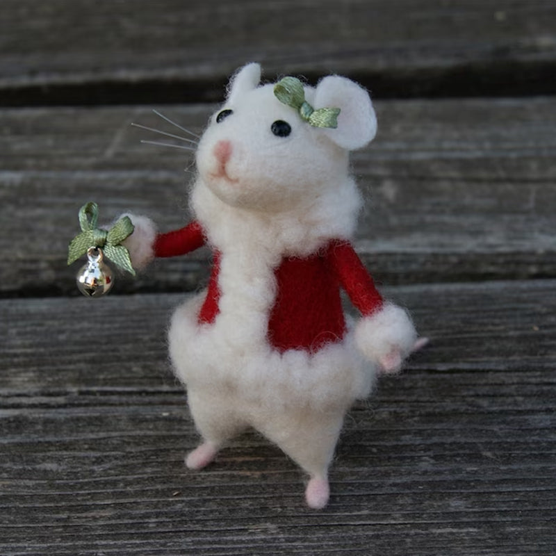 Ornement en Feutre de Souris Citrouille Fait Main – Décor Unique pour Halloween et Noël, 7,5 cm, Artisanat de Qualité