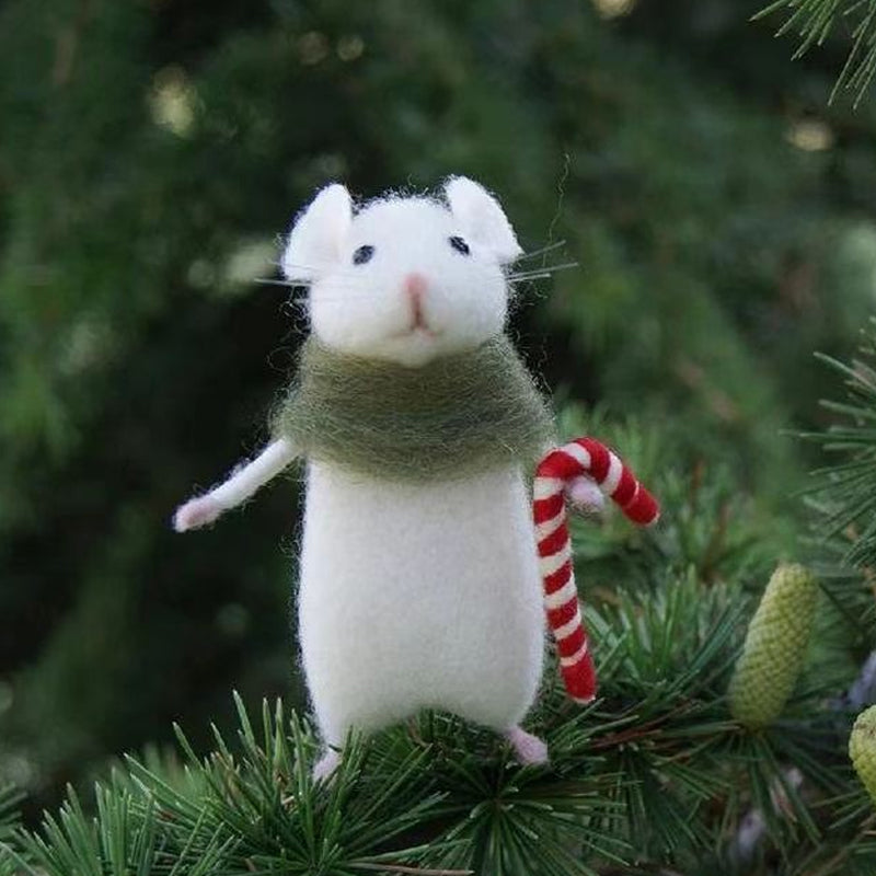 Ornement en Feutre de Souris Citrouille Fait Main – Décor Unique pour Halloween et Noël, 7,5 cm, Artisanat de Qualité