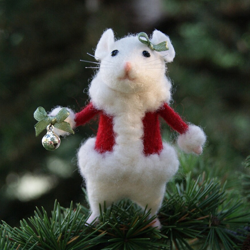 Ornement en Feutre de Souris Citrouille Fait Main – Décor Unique pour Halloween et Noël, 7,5 cm, Artisanat de Qualité