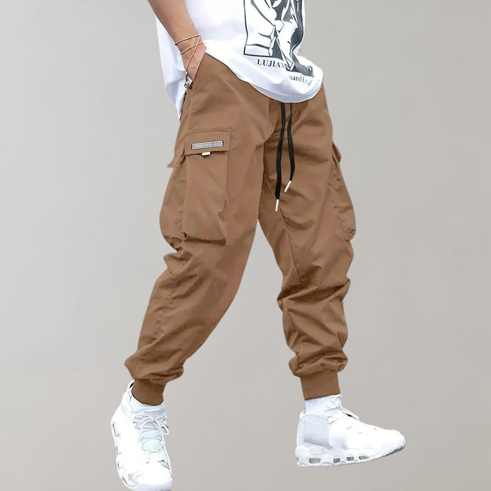 Pantalon Cargo Décontracté Noir pour Homme avec Poches Fonctionnelles et Tissu Respirant