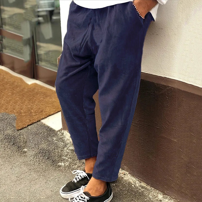 Pantalon Vintage en Velours Côtelé pour Hommes - Coupe Droite, Taille Moyenne, Décontracté, Disponible de S à 3XL