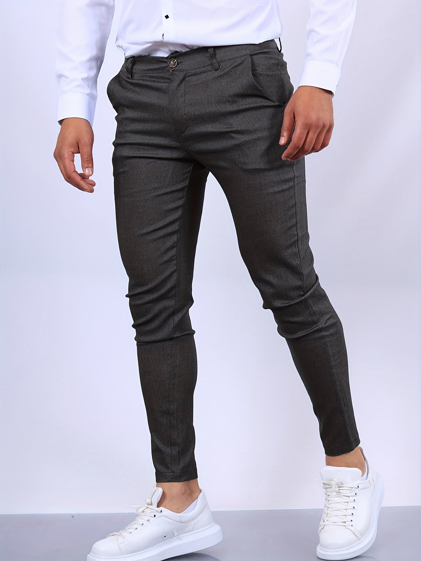Pantalon d'affaires ajusté pour hommes en tissu de qualité – Idéal pour le bureau et événements formels