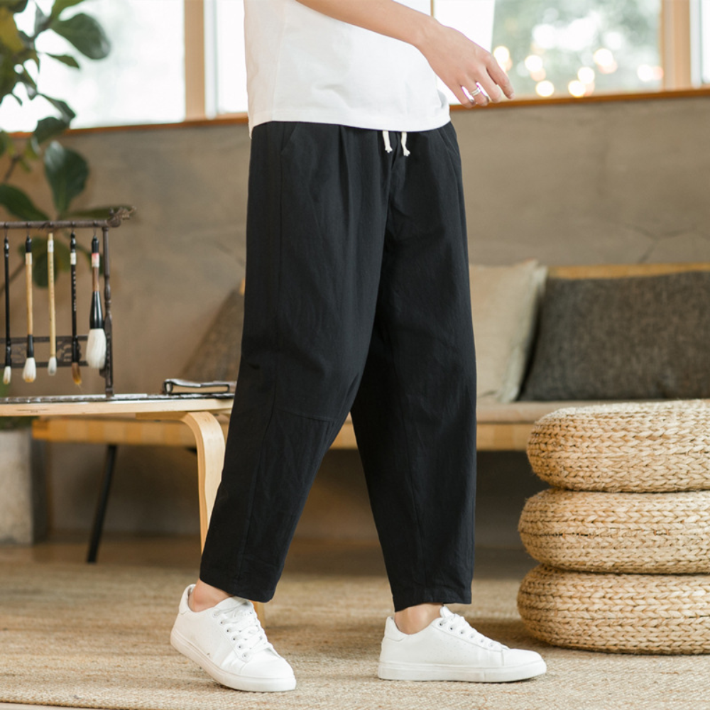 Pantalon de Jogging Ample en Coton Respirant pour Hommes – Idéal pour le Sport et les Loisirs