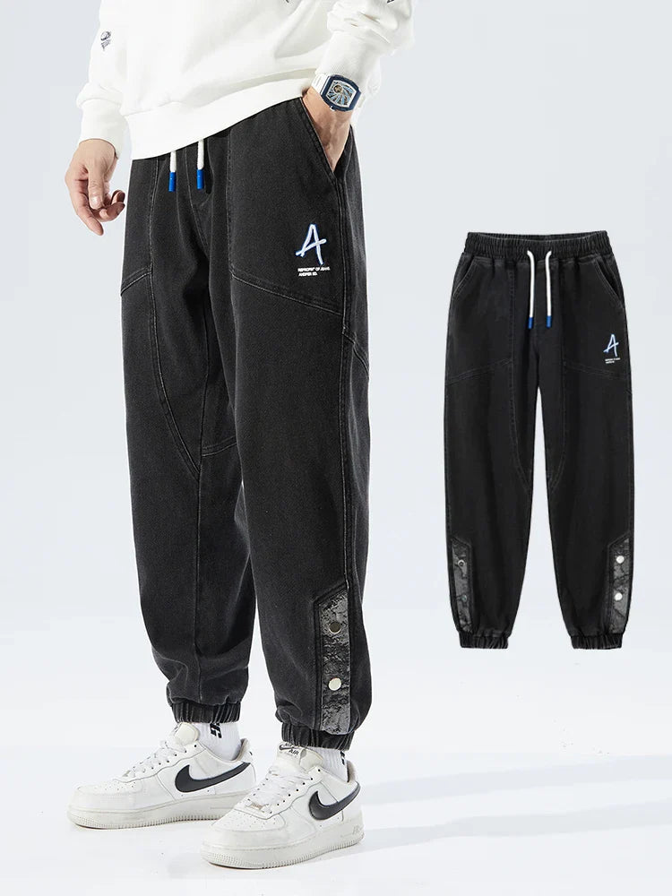 Pantalon de Jogging en Denim Extensible pour Hommes - Coupe Baggy Tapered