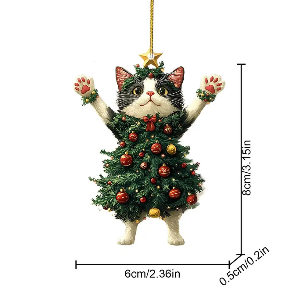 Christmas Pendant in Acrylic in Cat Shape – Light Decoration for Tree and Backpack